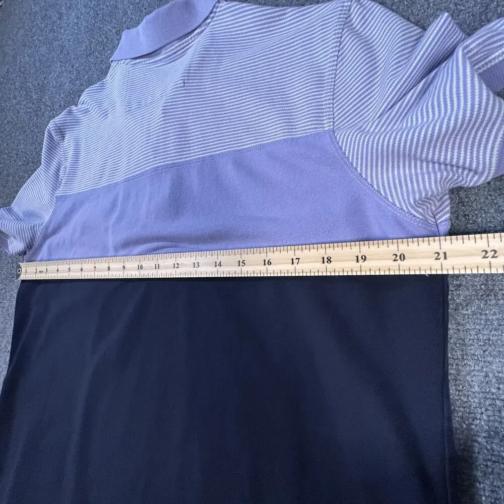 Banana Republic Polo Shirt Mens Large Purple Striped Block Color‎ Short Sleeve